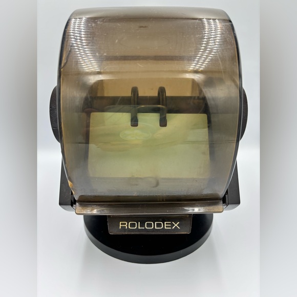 Vintage Rolodex Faux Wood Large Round File Index Cards Swivel Rotary Made in USA - Picture 3 of 9